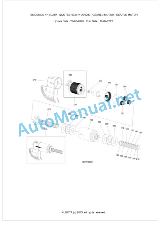 Kubota SC250 Parts Manual PDF BKIDE5139-3