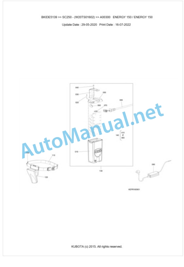 Kubota SC250 Parts Manual PDF BKIDE5139-4