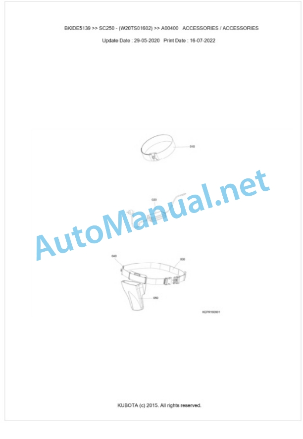 Kubota SC250 Parts Manual PDF BKIDE5139-5