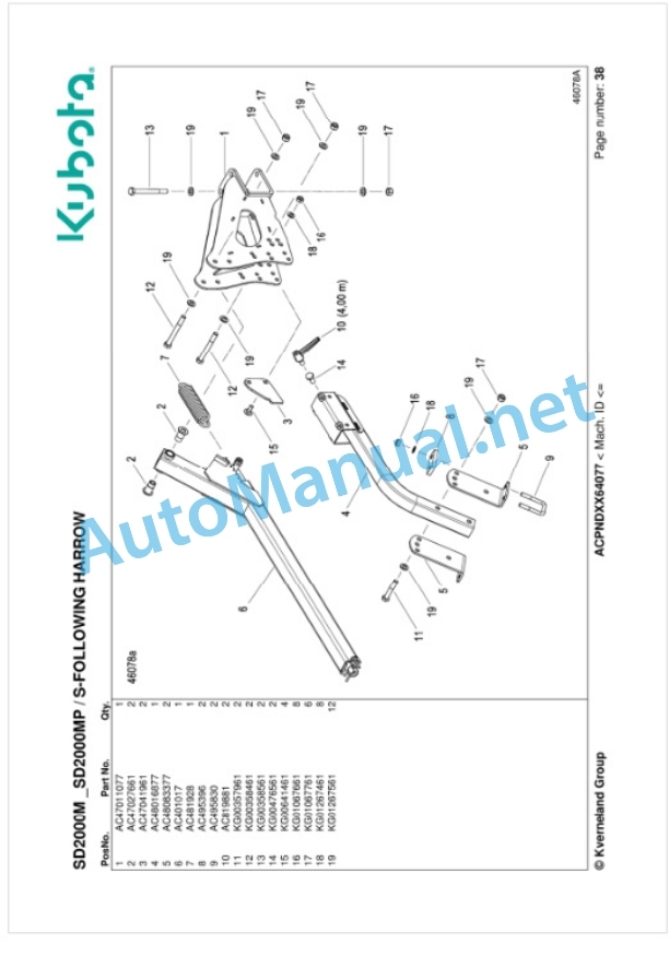 Kubota SD2000M, SD2000MP Parts Manual PDF-2