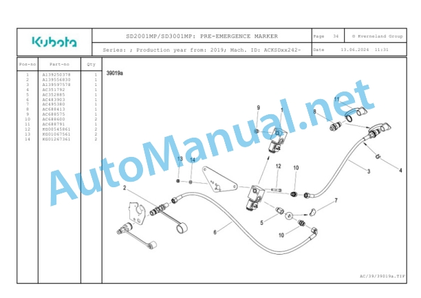 Kubota SD2001MP, SD3001MP Parts Manual PDF-2