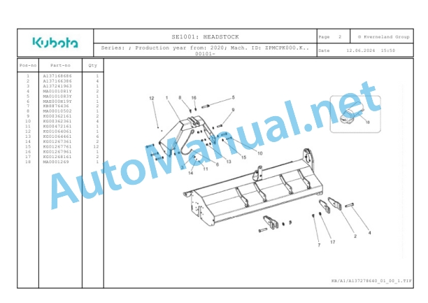 Kubota SE1001 Parts Manual PDF-3