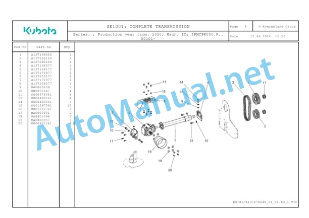 Kubota SE1001 Parts Manual PDF-5