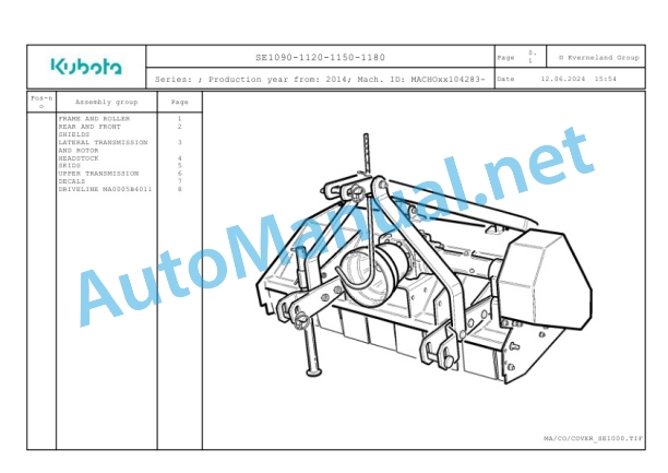 Kubota SE1090-1120-1150-1180 Parts Manual PDF-2