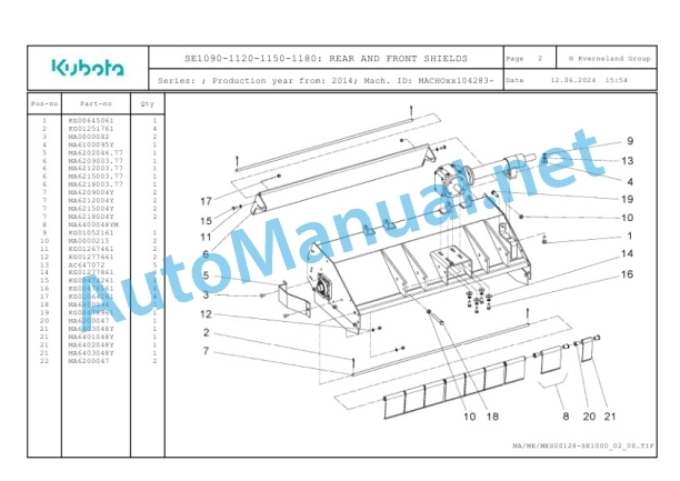 Kubota SE1090-1120-1150-1180 Parts Manual PDF-3