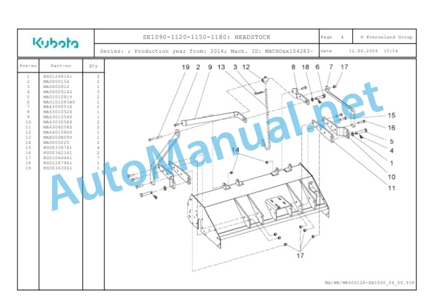 Kubota SE1090-1120-1150-1180 Parts Manual PDF-4