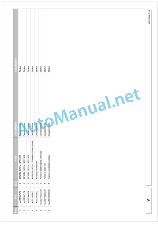 Kubota SE2000P-200, SE2000P-230, SE2000P-250 Parts Manual PDF-5