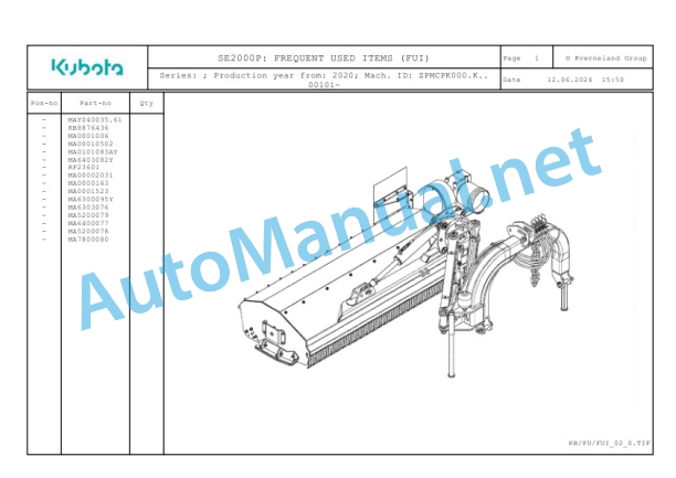 Kubota SE2000P Parts Manual PDF-2