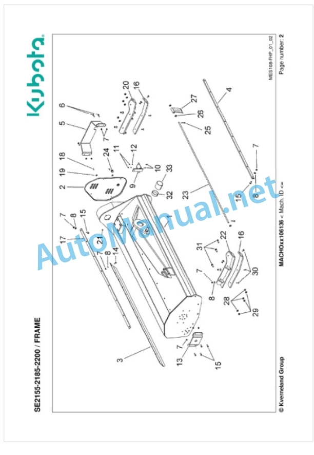 Kubota SE2155, SE2185, SE2200 Parts Manual PDF-2