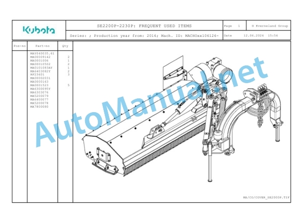 Kubota SE2200P-2230P Parts Manual PDF-2