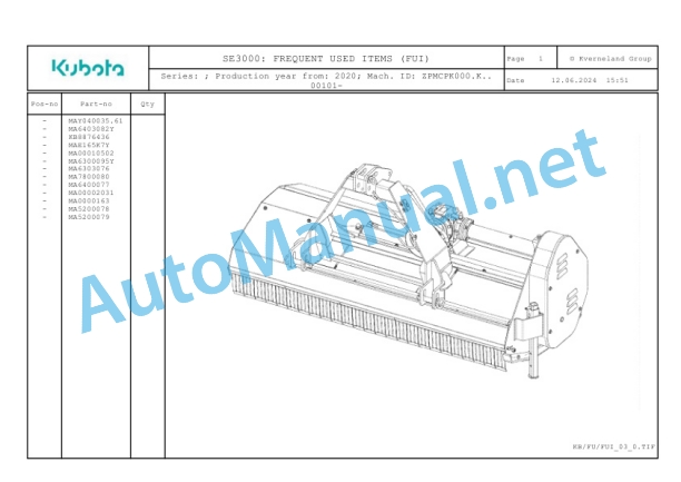 Kubota SE3000 Parts Manual PDF-2