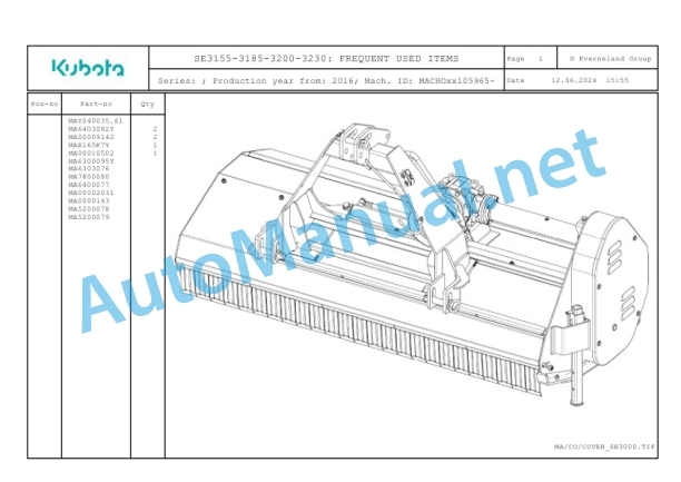 Kubota SE3155-3185-3200-3230 Parts Manual PDF-2