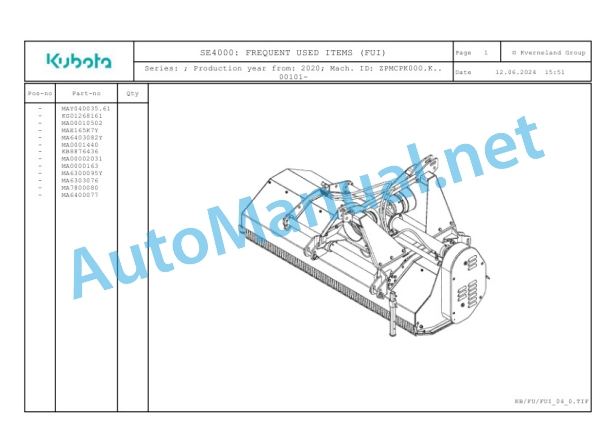 Kubota SE4000 Parts Manual PDF-2