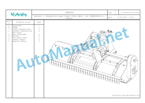 Kubota SE6000 Parts Manual PDF-2