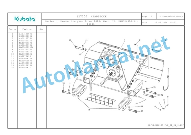 Kubota SE7000 Parts Manual PDF-2