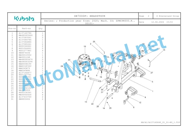 Kubota SE7000F Parts Manual PDF-2