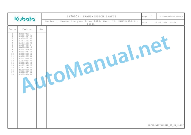 Kubota SE7000F Parts Manual PDF-3