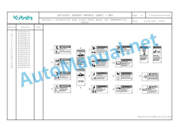 Kubota SE7000F Parts Manual PDF-5