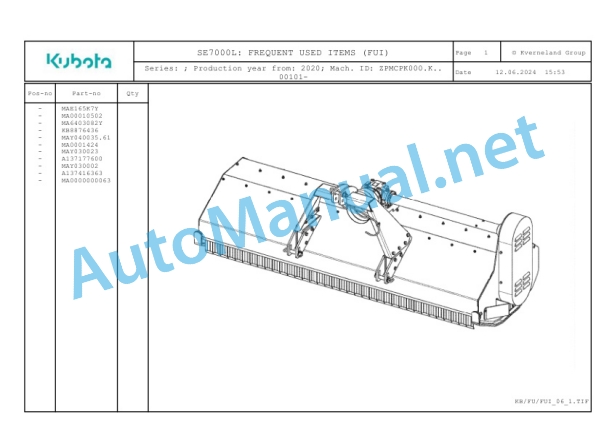 Kubota SE7000L Parts Manual PDF-2