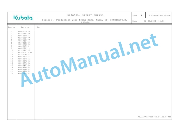 Kubota SE7000L Parts Manual PDF-3