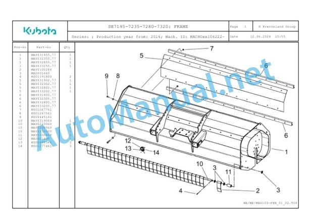 Kubota SE7195-7235-7280-7320 Parts Manual PDF-2