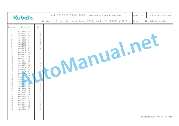 Kubota SE7195-7235-7280-7320 Parts Manual PDF-4