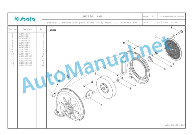 Kubota SH1650 Parts Manual PDF-2