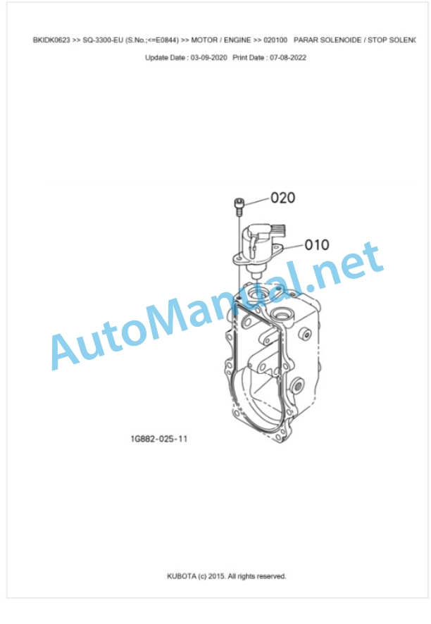 Kubota SQ-3300-EU Parts Manual PDF BKIDK0623-2