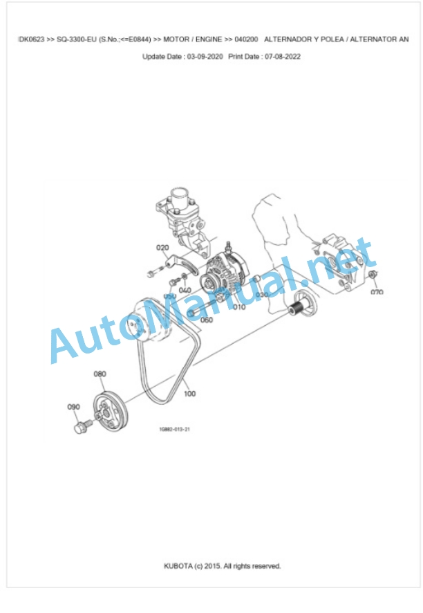 Kubota SQ-3300-EU Parts Manual PDF BKIDK0623-3