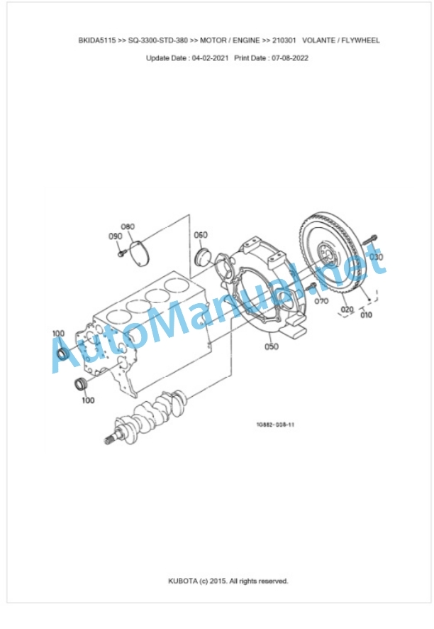 Kubota SQ-3300-STD-380 Parts Manual PDF BKIDA5115-2