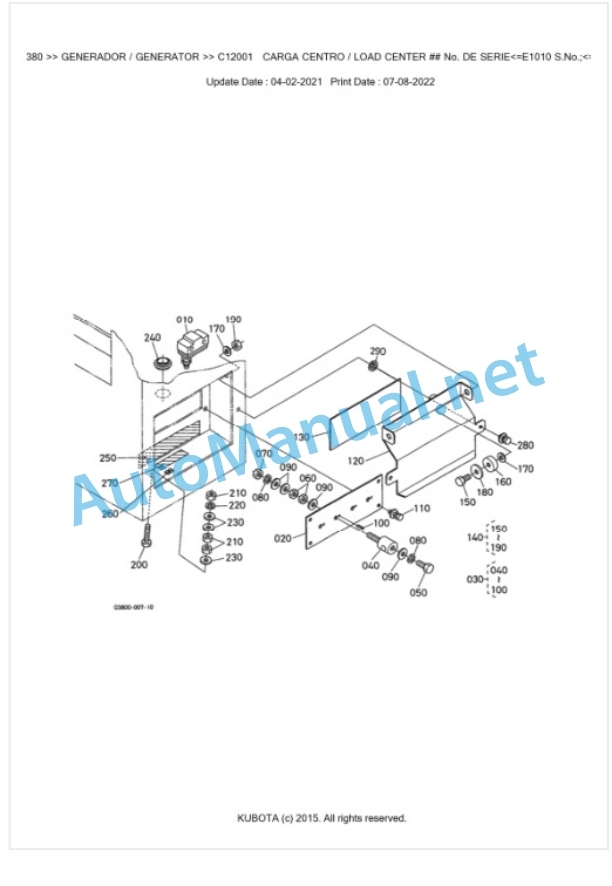 Kubota SQ-3300-STD-380 Parts Manual PDF BKIDA5115-5