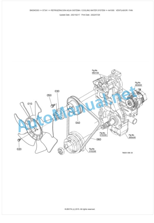 Kubota ST341, ST371, ST401 Parts Manual PDF BKIDK5303-2