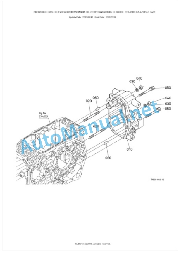 Kubota ST341, ST371, ST401 Parts Manual PDF BKIDK5303-3