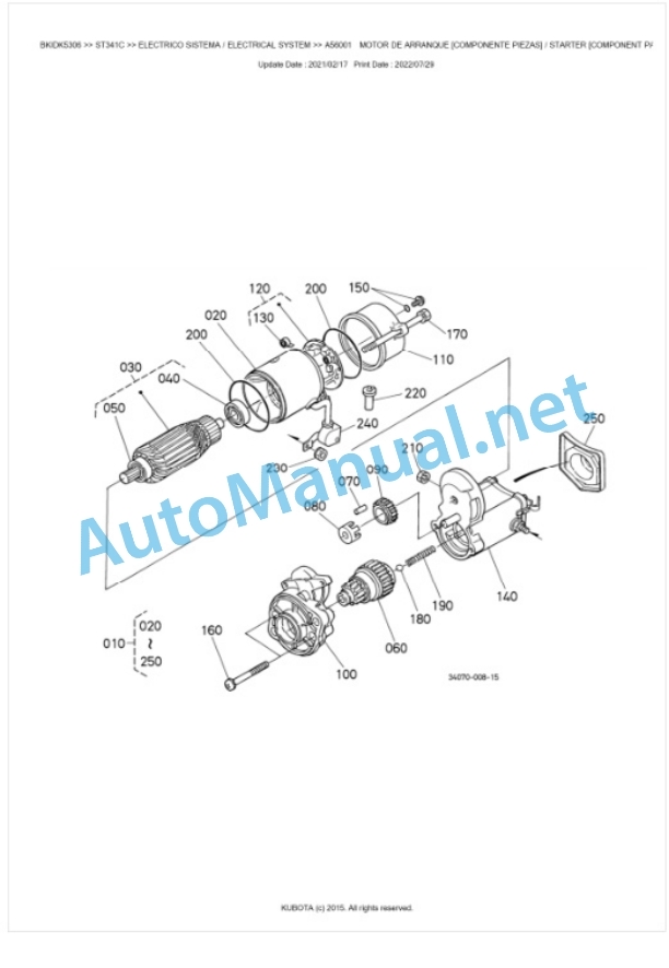 Kubota ST341, ST371, ST401 Parts Manual PDF BKIDK5306-2