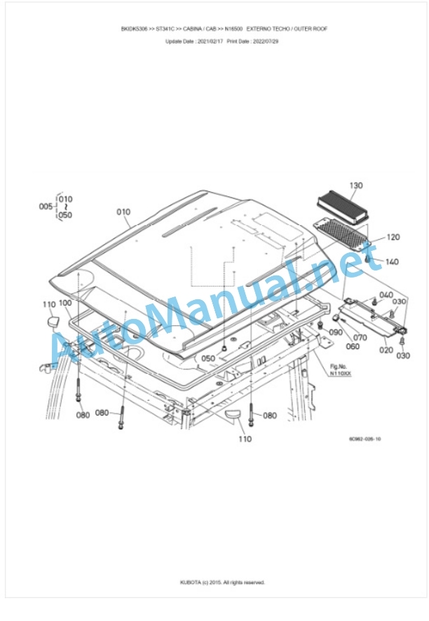 Kubota ST341, ST371, ST401 Parts Manual PDF BKIDK5306-5