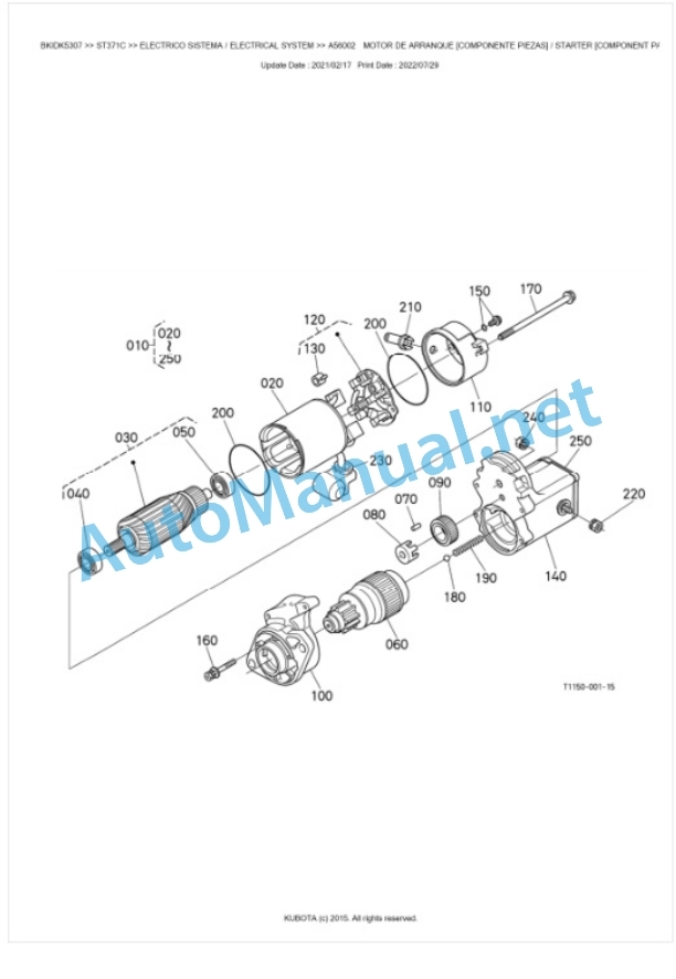 Kubota ST341, ST371, ST401 Parts Manual PDF BKIDK5307-2