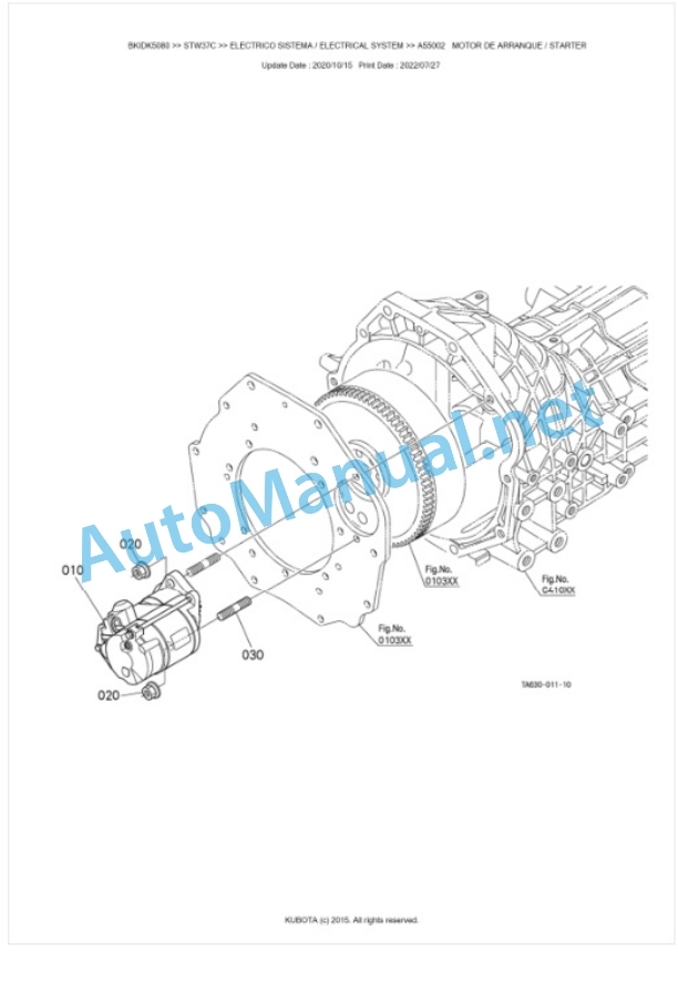 Kubota STW34, STW37, STW40 Parts Manual PDF BKIDK5080-2