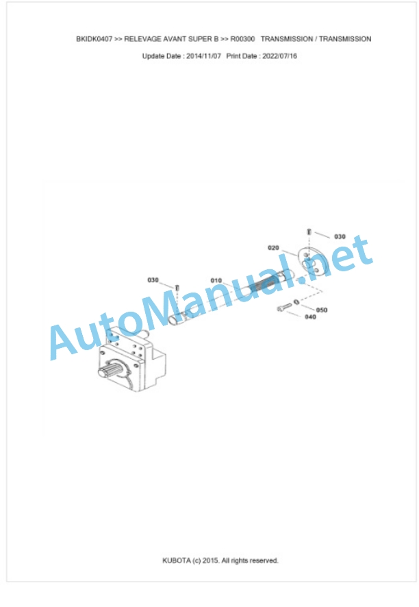 Kubota Super B Relevage Avant Parts Manual PDF BKIDK0407-3