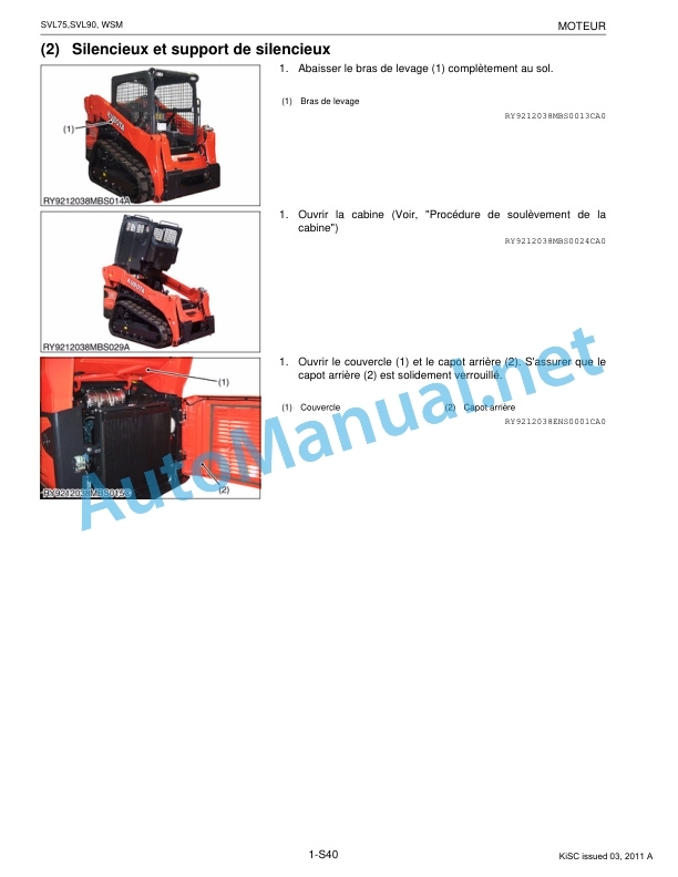 Kubota SVL75, SVL90 Compact Track Loader Workshop Manual PDF FR-2