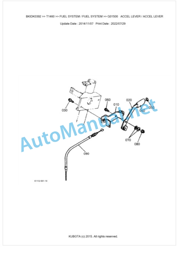 Kubota T1460 Parts Manual PDF BKIDK0392-3