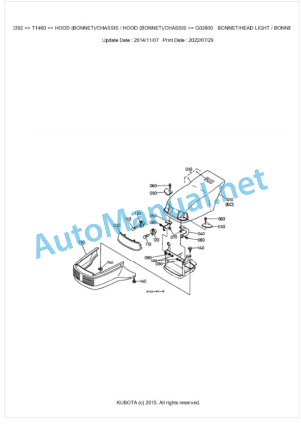 Kubota T1460 Parts Manual PDF BKIDK0392-5