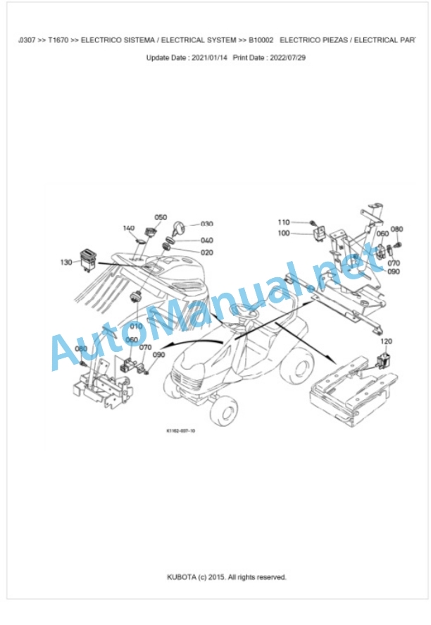 Kubota T1670 Parts Manual PDF BKIDA0307-3