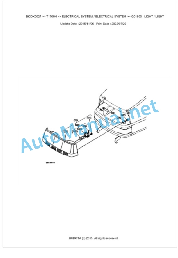 Kubota T1700H Parts Manual PDF BKIDK0027-3