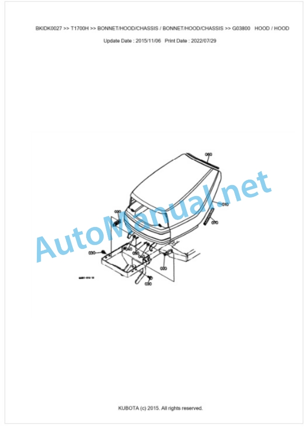 Kubota T1700H Parts Manual PDF BKIDK0027-5