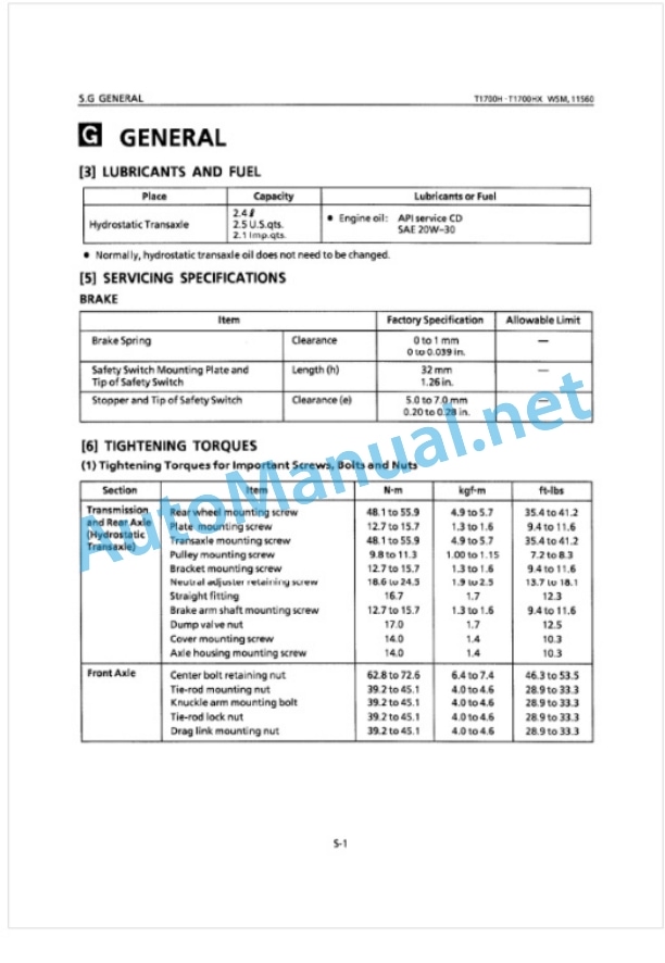 Kubota T1700H, T1700HX Workshop Manual PDF-4