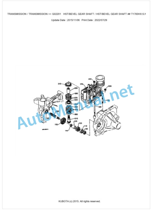 Kubota T1700HX Parts Manual PDF BKIDK0028-3