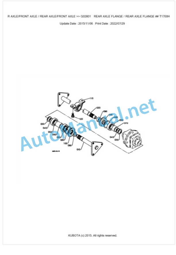 Kubota T1700HX Parts Manual PDF BKIDK0028-4