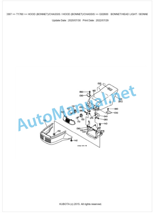 Kubota T1760 Parts Manual PDF BKIDK0397-5