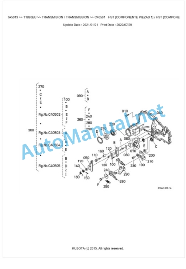 Kubota T1880EU Parts Manual PDF BKIDA5013-4