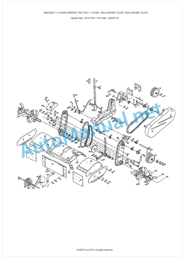 Kubota T450, T550 Fraise Arriere Parts Manual PDF BKIDA0237-2